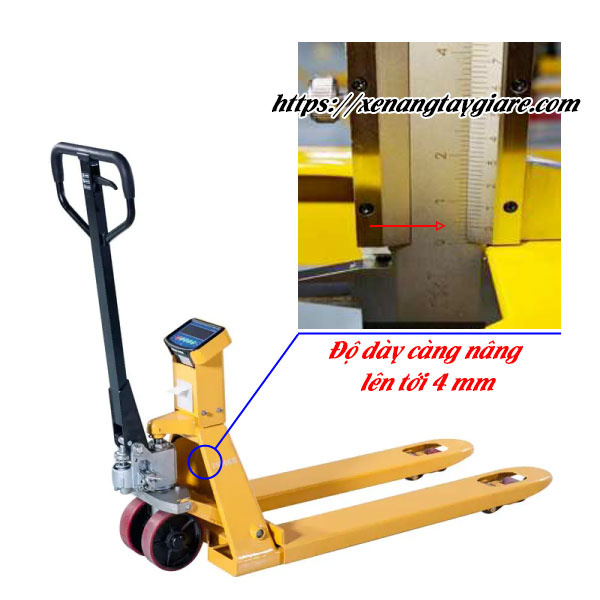 Độ dày càng nâng xe kéo pallet gắn cân staxx