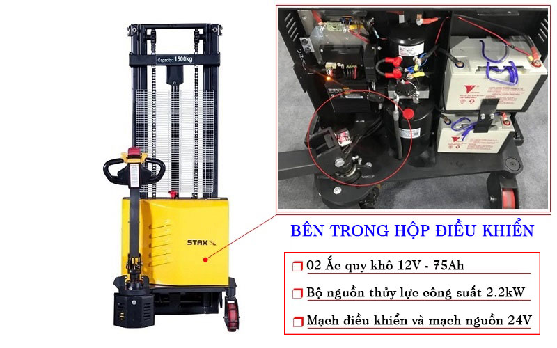 Ắc quy xe nâng đi bộ lái staxx