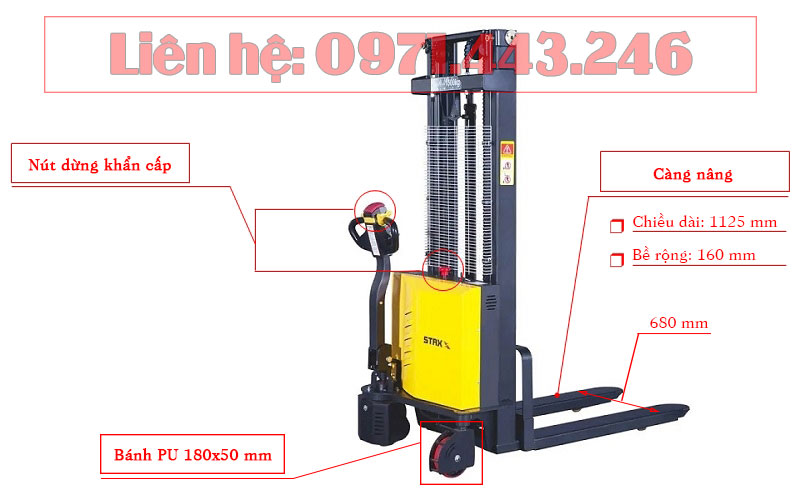 Cấu tạo xe nâng điện đi bộ lái staxx