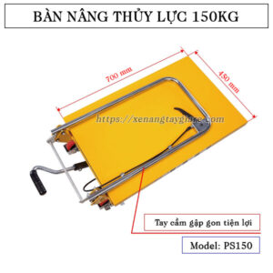 Kích thước bàn nâng thủy lực 150kg