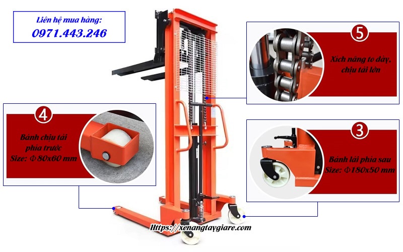 Cấu tạo xe nâng tay cao 2 tấn Niuli dòng A