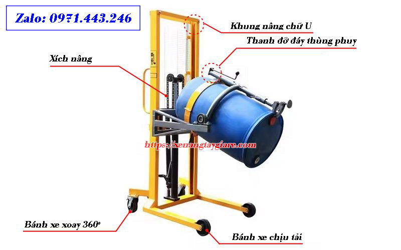 Cấu tạo xe nâng quay đổ phi model DA450