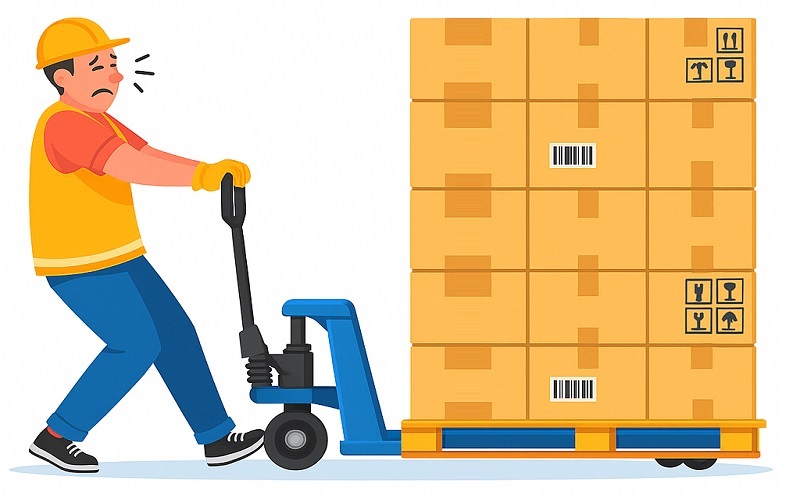 Lệch càng nâng do nâng hàng quá tải