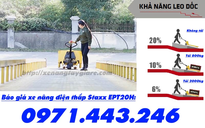 Khả năng leo dốc của xe nâng điện staxx ept20h