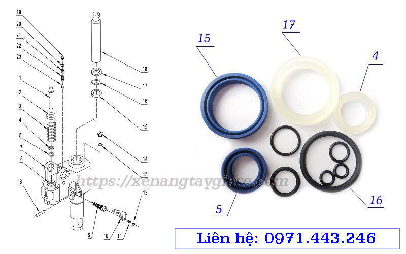 Bộ phớt bơm AC xe nâng tay thấp