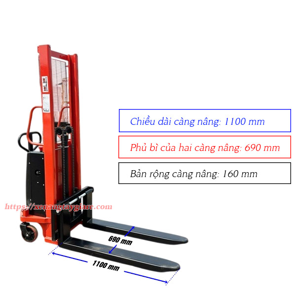 Thông số càng xe nâng bán tự động CTD1516