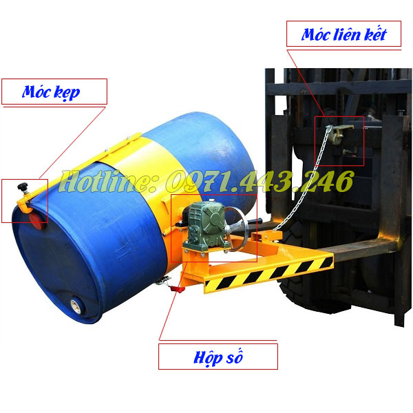 Cấu tạo bộ xoay thùng phuy QD350