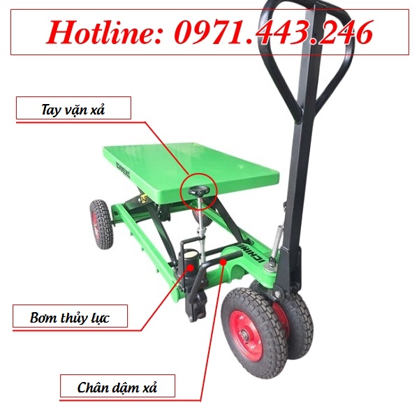 Bàn nâng thủy lực 500kg bánh lốp Ichimens