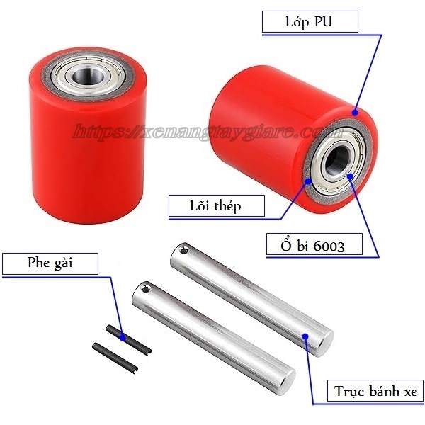 Bộ bánh PU 50x70 mm