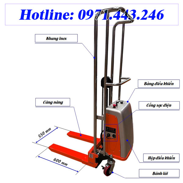 Cấu tạo xe nâng bán tự động 400kg