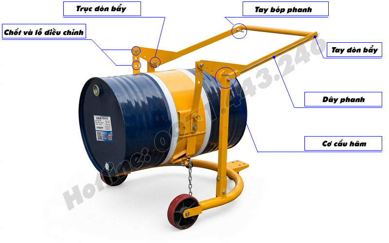 Cơ cấu xe xoay thùng phuy HD80A