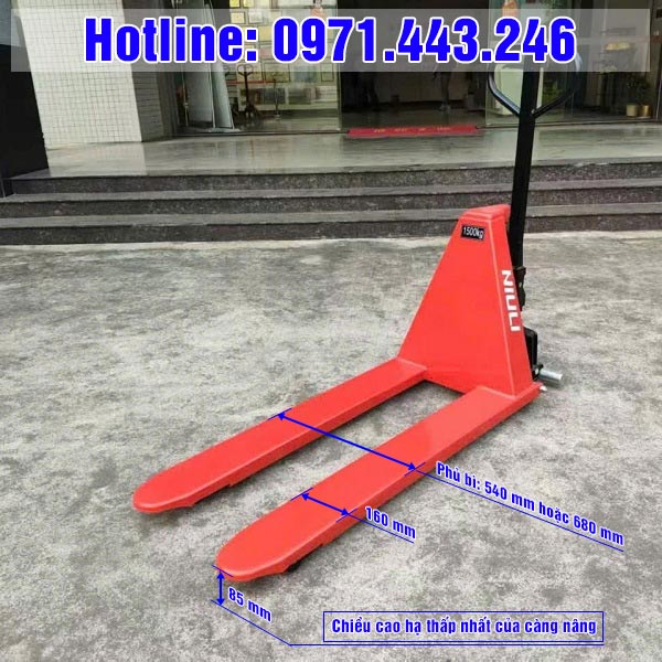 Kích thước xe nâng tay cắt kéo 1500kg