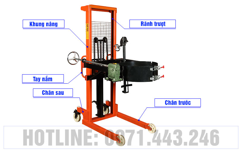 Khung xe nâng quay đổ phuy DA350