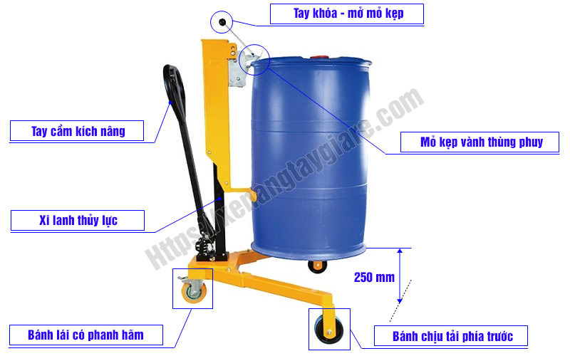 Cấu tạo xe nâng thùng phuy DP35B