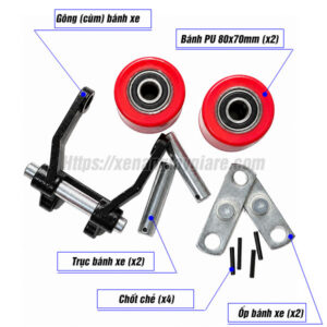 Alternative view of Cụm bánh PU xe nâng tay: Gông, ốp chốt và bánh xe