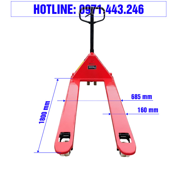 Kích thước xe nâng tay CBY-LC3.0 685x1800mm
