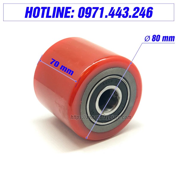 Bánh PU 80x70mm xe nâng tay thấp